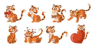 Hình ảnh những biểu cảm của chú hổ cute file vector mẫu CR1512