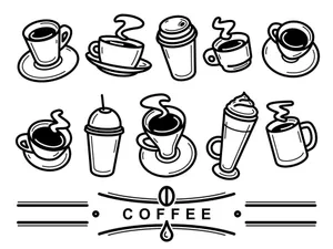 Hình ảnh cốc cafe file vector mẫu KS823