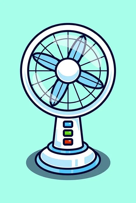 Hình ảnh cái quạt màu xanh file vector mẫu OC6