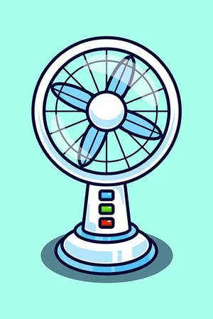 Hình ảnh cái quạt màu xanh file vector mẫu OC6
