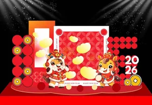 Backdrop Tết 2026 Ất Tỵ Hoạt Hình Dễ Thương – File CDR Vector