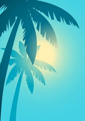 Hình ảnh cây dừa dưới ánh nắng file vector mẫu KS603