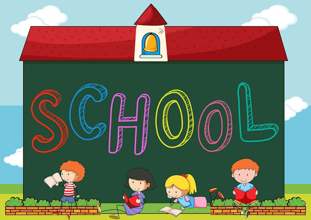 Background bé tới trường học tập edu file vector mẫu CR262