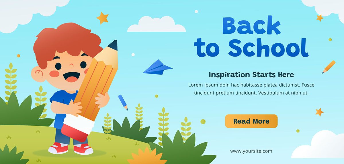 Banner bé học tập edu file vector mẫu CR289