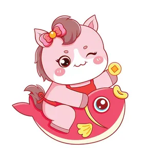 Linh Vật Ngựa Tết Dễ Thương Cưỡi Cá Chép - Minh Họa Vector EPS