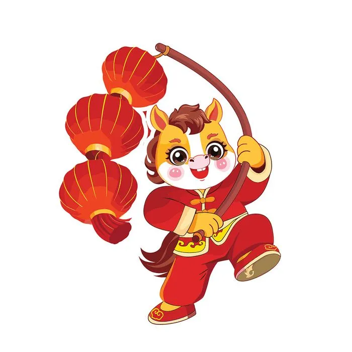 Linh Vật Ngựa Tết Nguyên Đán Dễ Thương - Hình Minh Họa Vector EPS