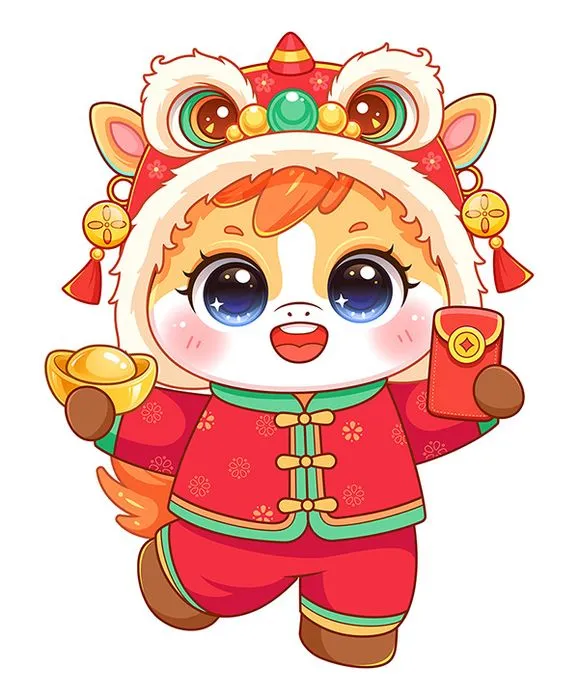 Linh Vật Ngựa Tết Nguyên Đán Dễ Thương - Hình Minh Họa Vector EPS