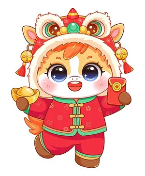 Linh Vật Ngựa Tết Nguyên Đán Dễ Thương - Hình Minh Họa Vector EPS