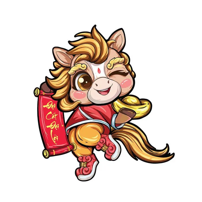 Linh Vật Ngựa Tết Bính Ngọ 2026 – Hình Minh Họa Vector Dễ Thương