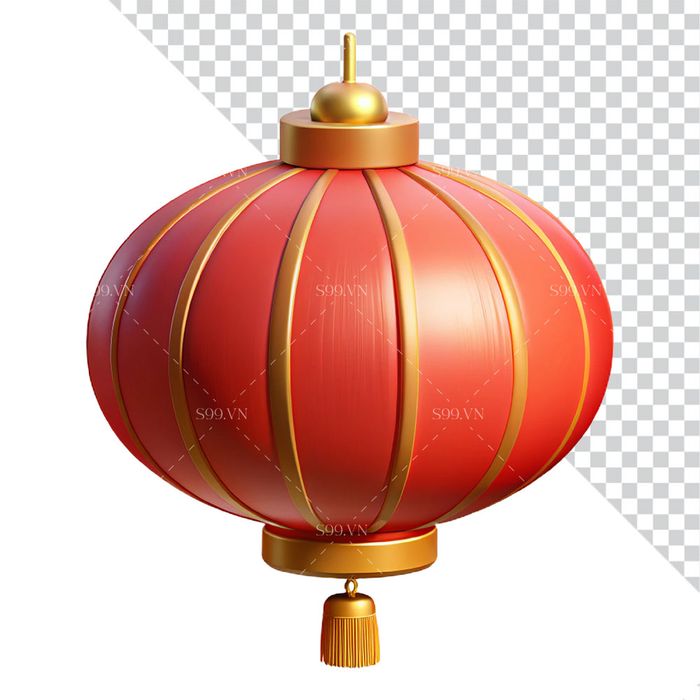 Hình ảnh đèn lồng hình tròn màu đỏ file PNG mẫu CR549