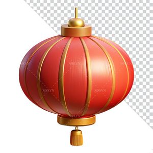 Hình ảnh đèn lồng hình tròn màu đỏ file PNG mẫu CR549