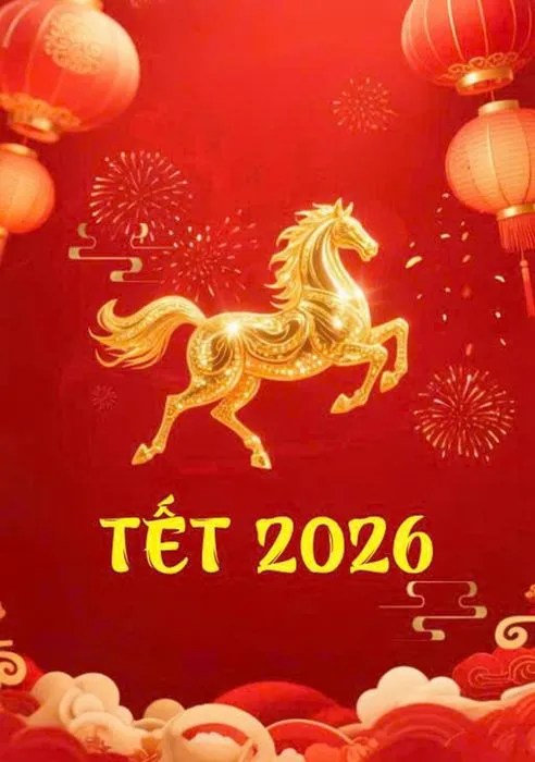 Poster Tết 2026 Phong Cách Vàng Đỏ - Thiết Kế Hiện Đại