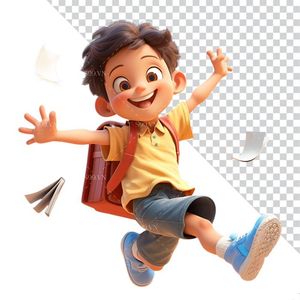 Hình ảnh cậu bé học sinh đeo cặp tới trường 3D file PNG mẫu CR803
