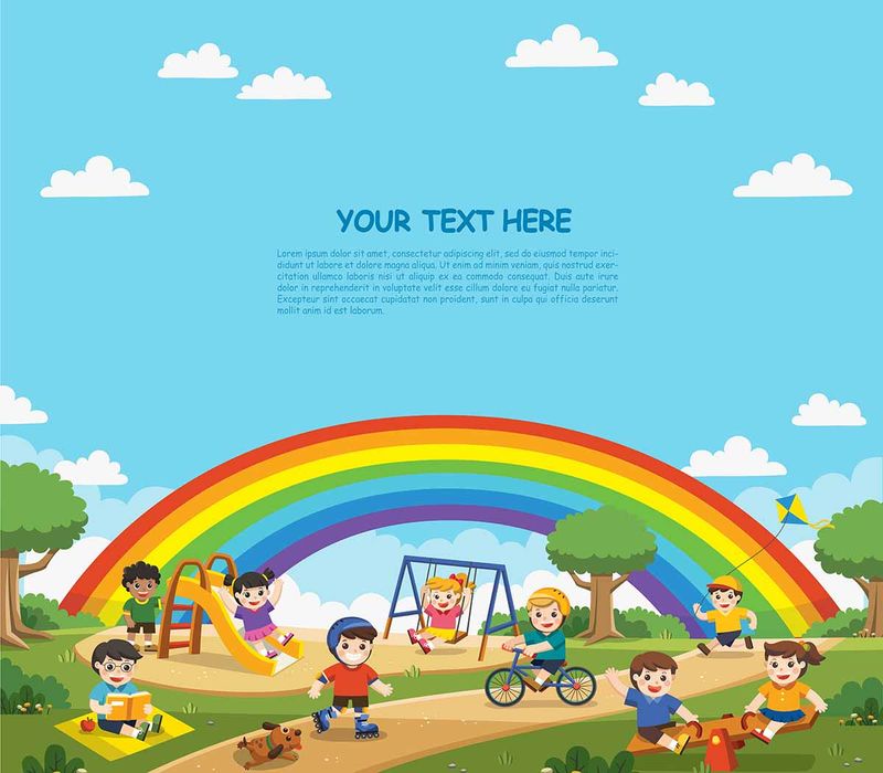 Banner bé cùng nhau vui chơi học tập file vector mẫu CR210