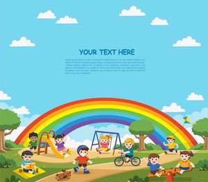 Banner bé cùng nhau vui chơi học tập file vector mẫu CR210