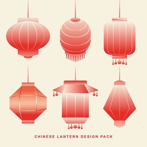Bộ sưu tập đèn lồng trang trí ngày tết nhiều hình dạng file vector mẫu CR479