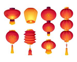 Bộ sưu tập đèn lồng màu đỏ file vector mẫu CR481