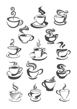 Hình ảnh cốc cafe file vector mẫu KS827