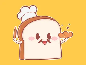 Bánh Mì Hoạt Hình Dễ Thương - Hình Minh Họa Vector EPS