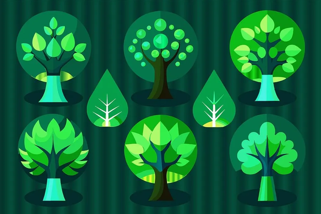 Bộ sưu tập cây xanh file vector mẫu KK19