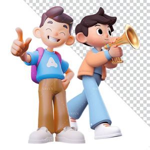 Hình ảnh cậu bé học sinh tới trường 3D file PNG mẫu CR833