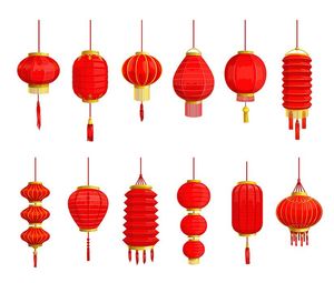 Hình ảnh đèn lồng màu đỏ trang trí ngày lễ tết file vector mẫu CR358