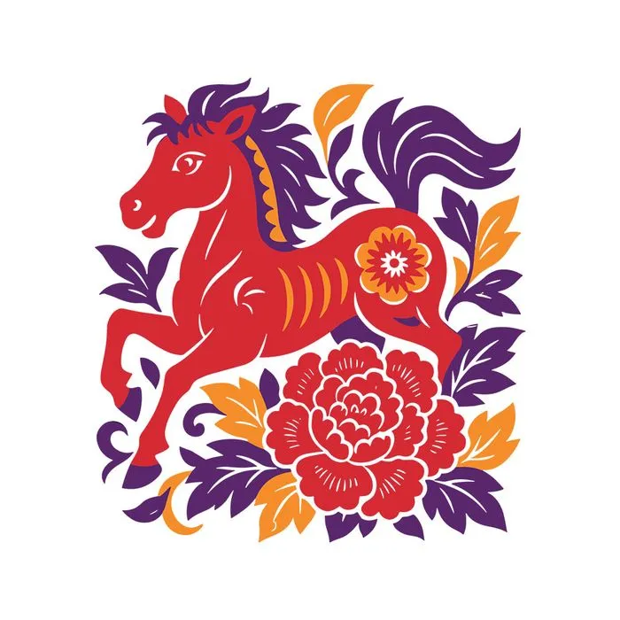 Hình Minh Họa Con Ngựa Tết Phong Cách Cắt Giấy Độc Đáo