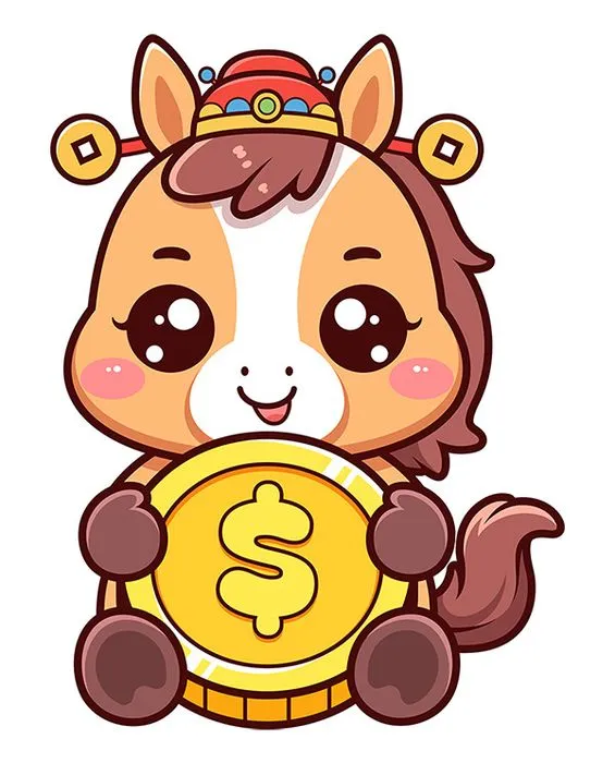 Linh Vật Ngựa Tết Dễ Thương Cầm Đồng Tiền Vàng - File EPS Đa Năng