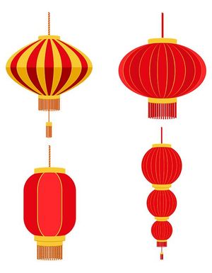 Đèn lồng treo màu đỏ hình tròn cổ xưa file vector mẫu CR437