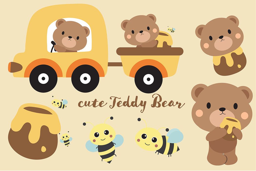 Bộ sưu tập chú gấu cute file vector mẫu CR104