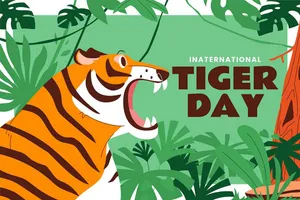 Banner chú hổ đang đi trong rừng flie vector mẫu KS65