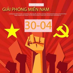 Poster chào mừng ngày giải phóng miền nam nền màu đỏ file vector mẫu CR1392