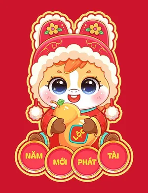 Linh Vật Ngựa Tết Nguyên Đán Dễ Thương - Minh Họa Vector EPS