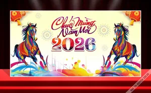 Backdrop Tết 2026 Đa Sắc – Chúc Mừng Năm Mới Rực Rỡ