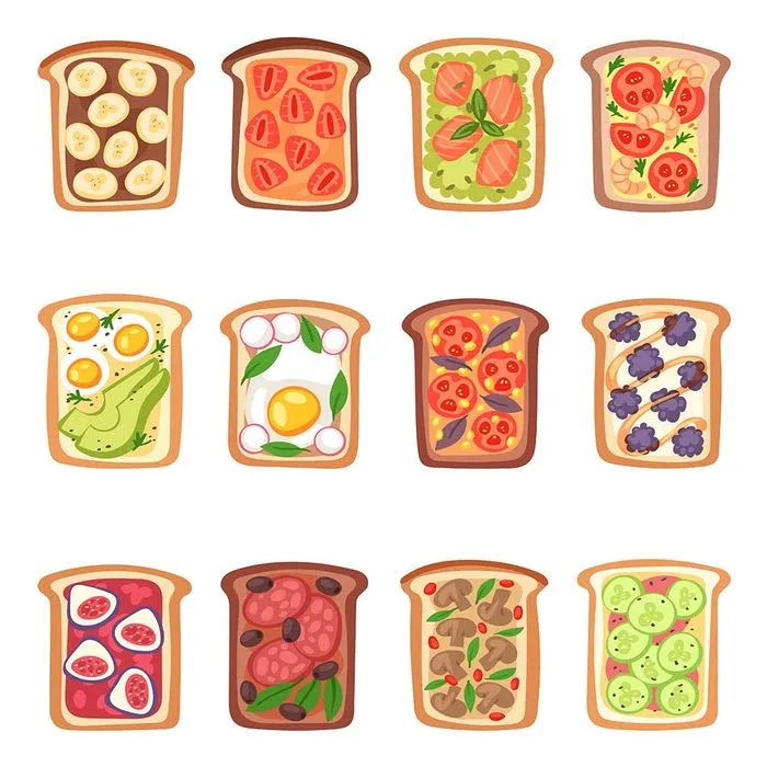 Bộ Sưu Tập Bánh Mì Nướng Minh Họa Đa Dạng - Vector EPS