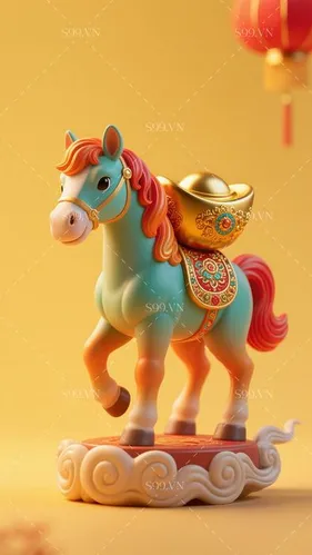 Hình Minh Họa Tết Con Ngựa Vàng - File JPG Chất Lượng Cao