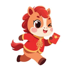 Linh Vật Ngựa Tết Dễ Thương, Minh Họa Vector Hoạt Hình