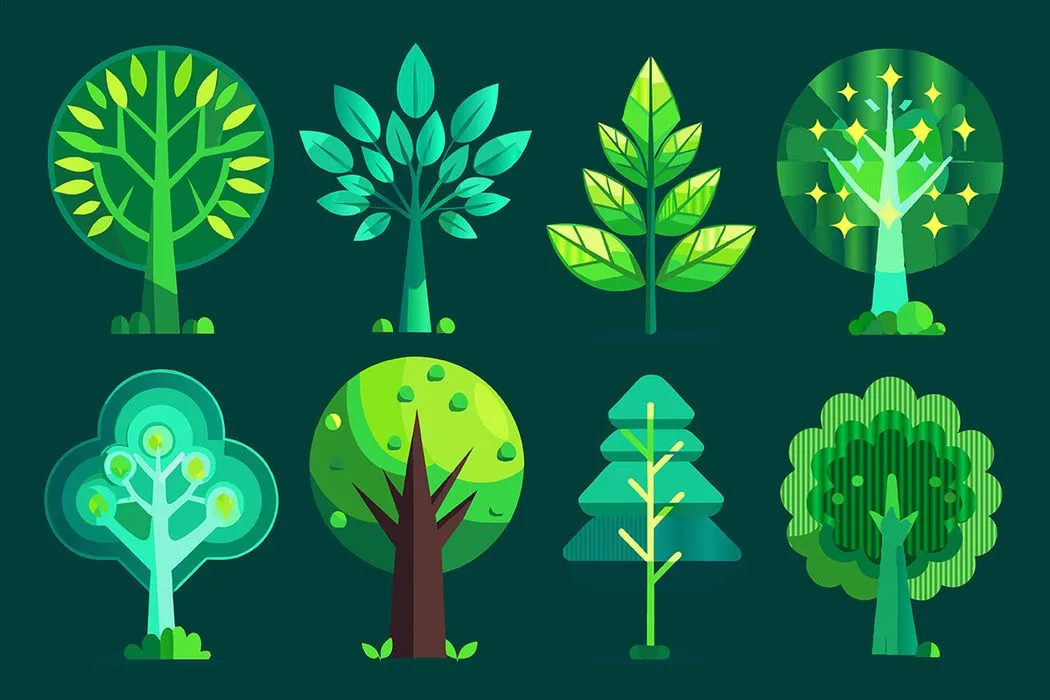 Bộ sưu tập cây xanh file vector mẫu KK65