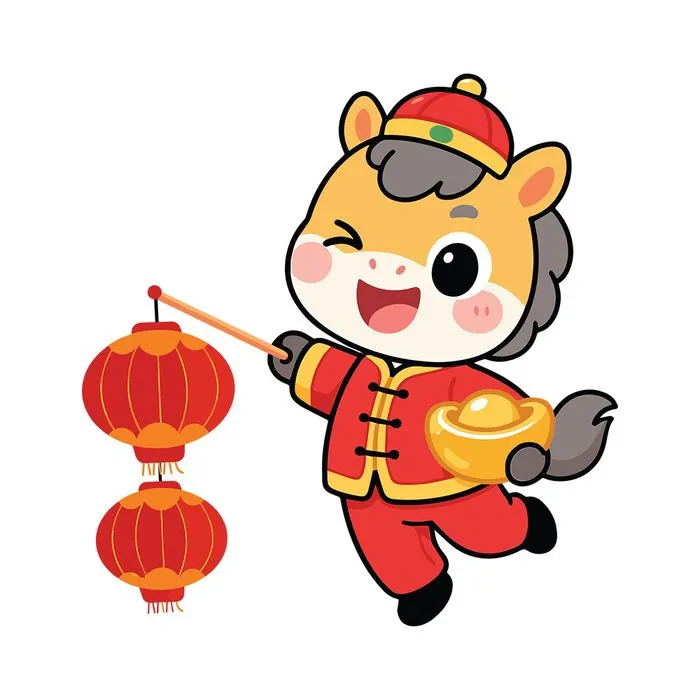 Linh Vật Ngựa Tết Nguyên Đán Dễ Thương - Minh Họa Vector EPS