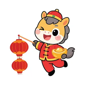 Linh Vật Ngựa Tết Nguyên Đán Dễ Thương - Minh Họa Vector EPS