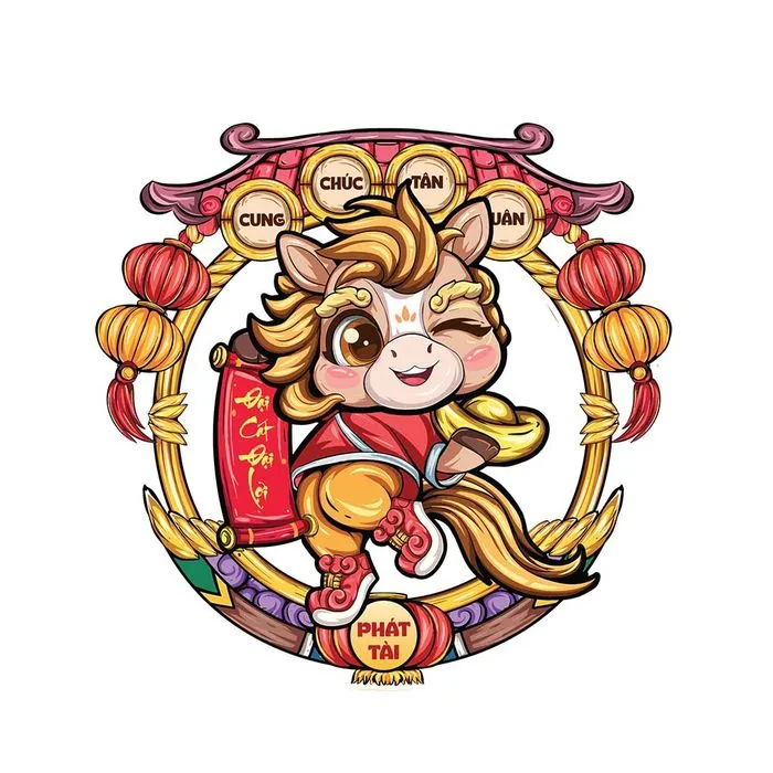 Linh Vật Ngựa Tết - Hoạt Hình Đáng Yêu Dành Cho Thiết Kế Năm Mới