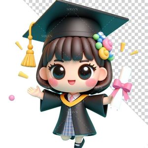 Hình ảnh cô bé tốt nghiệp tiểu học 3D file PNG mẫu CR869