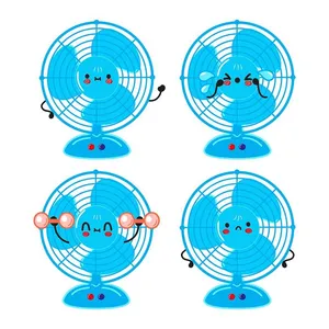 Hình ảnh cái quạt điện màu xanh file vector mẫu OC92