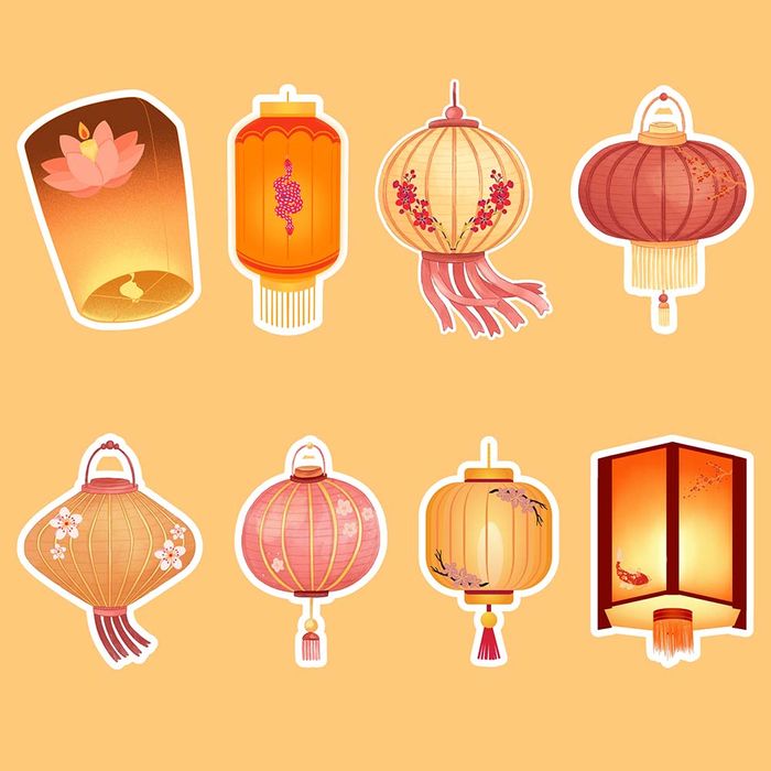 Bộ sưu tập đèn lồng trang trí dịp tết nhiều hình dạng file vector mẫu CR496