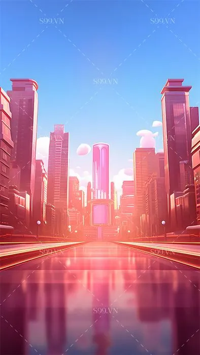 Background thành phố hồng tương lai - Tối ưu cho Thương mại điện tử
