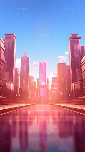 Background thành phố hồng tương lai - Tối ưu cho Thương mại điện tử