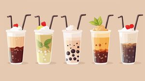 Hình ảnh cốc trà sữa hoa quả file vector mẫu CR639