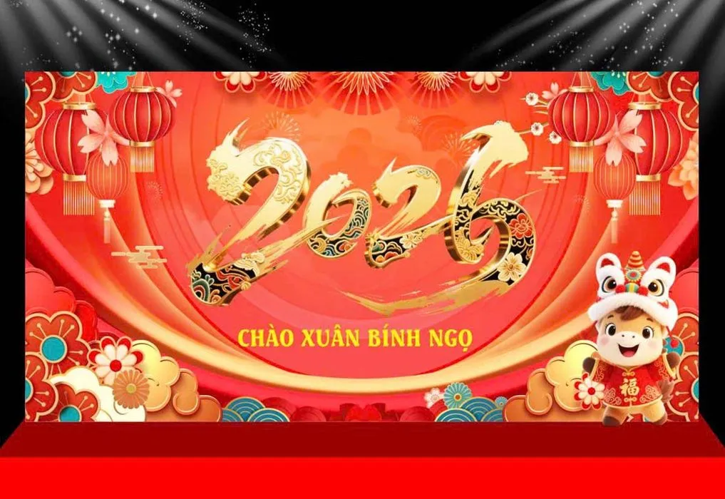 Backdrop Tết 2026 Chào Xuân Bính Ngọ - File Vector CDR Thiết Kế Đẹp