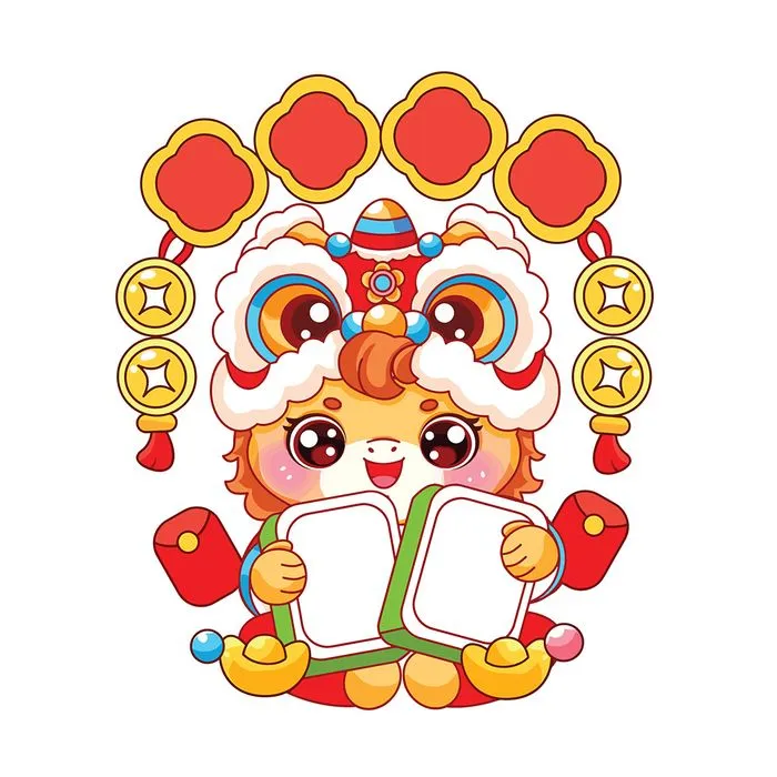 Vector Linh Vật Múa Lân Chào Tết 2026 – Hình Minh Họa Ngộ Nghĩnh