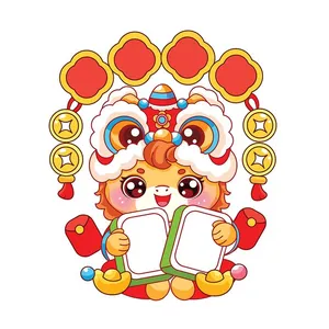 Vector Linh Vật Múa Lân Chào Tết 2026 – Hình Minh Họa Ngộ Nghĩnh